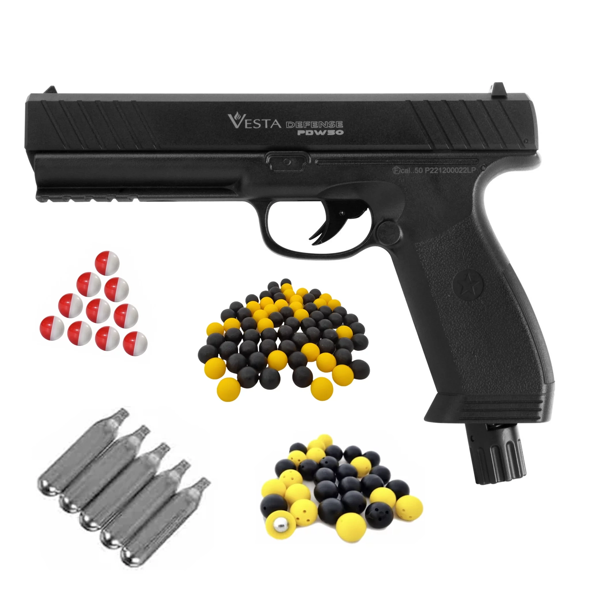 Pack Pistola Traumática VESTA DEFENSE PDW cal.50 17 Joules.