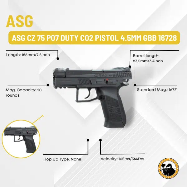 ASG CZ 75 P-07 Duty Blowback GBB 4.5mm