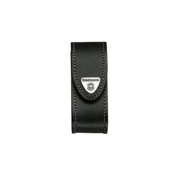 Victorinox Medium Black Leather Belt Pouch with Hook and Loop Fastener