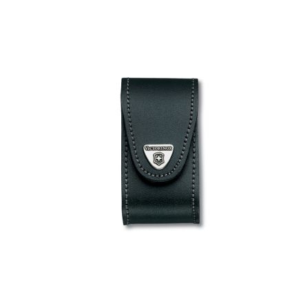 Victorinox Large Black Leather Belt Pouch with Hook and Loop Fastener