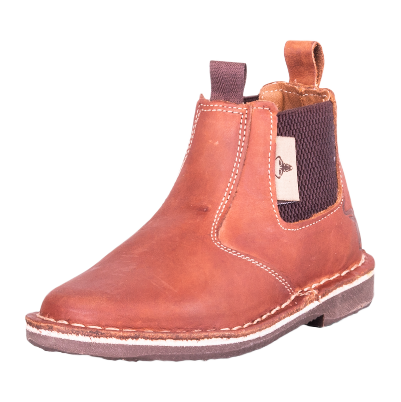 Wildebees WBK959 Tan Buffalo Kids Chelsee Pull Up Leather Boot